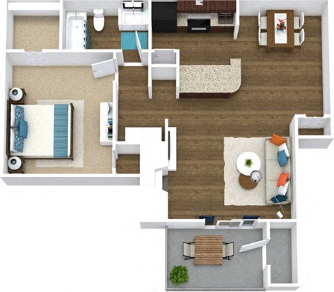 a floor plan of a one bedroom apartment  at Avenues of Kennesaw East & West, Kennesaw